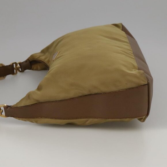 PRADA Shoulder Bag Nylon Leather Beige Gold Auth 99957 - Picture 6 of 16